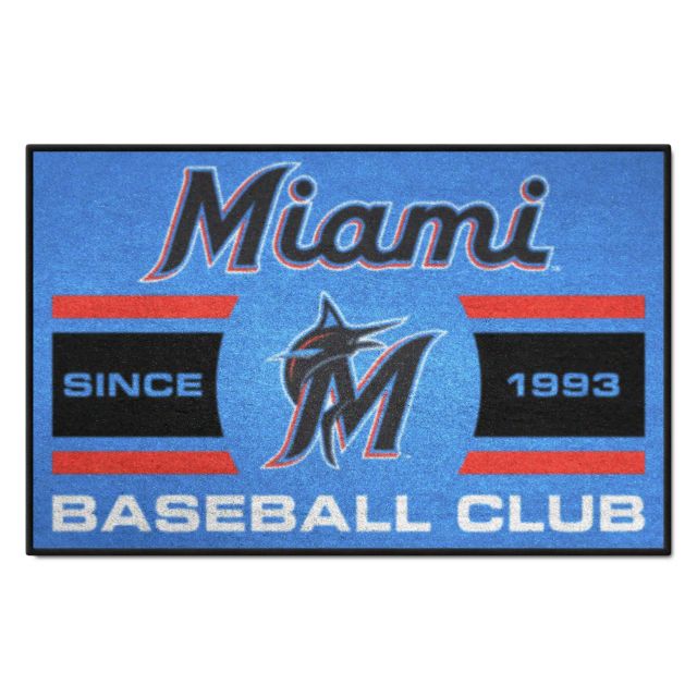 19 x 30 Miami Marlins Uniform Black Rectangle Starter Mat - Floor Rug -  Area Rug - MLB