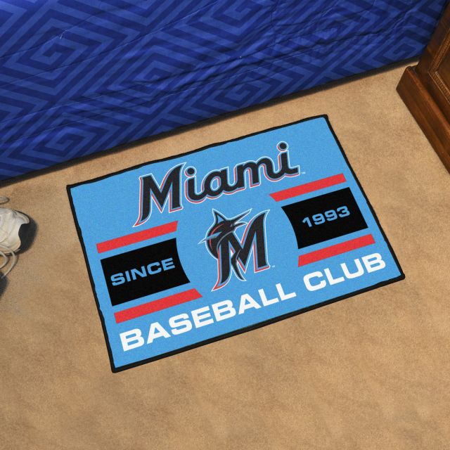 FANMATS Miami Marlins Blue 1.5 ft. x 2.5 ft. Starter Area Rug