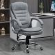  High Back Home Office Chair Executive Computer Chair with Adjustable Height, Upholstered Thick Padding Headrest and Armrest - Gray