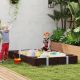 Qaba Kids Sandbox with Cover, 4 Corner Seats, Bottom Liner for Backyard, Garden, Outdoor, 73