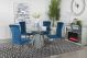 Quinn 5-piece Round Glass Top Mirrored Dining Set Teal