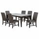 Averill 7-piece White Marble Top Dining Set Dark Grey and Coffee Bean