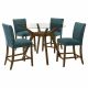 Paxton 5-piece Round Glass Top Counter Height Dining Set Teal Blue