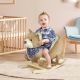 Qaba Baby Rocking Horse with Lullaby, Ride On Horse, Bear Themed Plush Animal Rocker with Pedals for Ages 18-36 Months, Easy to Assemble