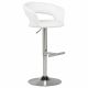 Travia Adjustable Leatherette Swivel Bar Stool White and Chrome