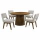 Galindo 5-piece 52-inch Round Dining Set Light Grey and Walnut