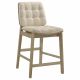 Redbridge Velvet Upholstered Counter Chair Cream and Natural Oak (Set of 2)