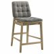 Redbridge Velvet Upholstered Counter Chair Grey and Natural Oak (Set of 2)