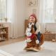 Qaba Kids Ride-On Rocking Horse Toy, Rocker with Lullaby Song, Hand Puppets & Soft Plush Fabric for Children 18-36 Months,Brown