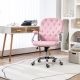  Button Tufted Desk Chair, Home Office Chair with Padded Armrests, Adjustable Height and Swivel Wheels, Pink