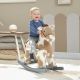 Qaba Rocking Horse, Kids Plush Horse Rocker with Rabbit Toy and Realistic Neigh for Toddlers 2–5 Years Old,Brown