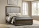 Atlas 64-inch Queen Upholstered Panel Bed Grey and Dark Oak