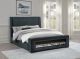 Preston Upholstered Eastern King Audio Flame Visualizer Bed Dark Blue