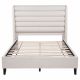 Leslie Upholstered Tufted Full Wingback Platform Bed Beige