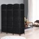  Room Divider, 4 Panel Folding Privacy Screen, 6FT Tall Portable Wicker Weave Partition Wall Divider for Bedroom, Home Office, Black
