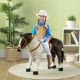 Qaba Ride on Horse for Toddlers 3-8 Years Old, Stuffed Animal Horse Toy with Neighing Sound,Brown