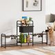  3 Height Adjustable Dog Bowl Stand with 2 Feeding Stations, Toy Bin Basket, Black