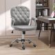  Velvet Home Office Chair, Button Tufted Desk Chair with Padded Armrests, Adjustable Height and Swivel Wheels, Gray