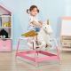 Qaba Kids Spring Rocking Horse Unicon, Ride on Horse for Girls and Boys with Animal Sounds, Plush Animal Ride-on Toy with Soft Feel, Interactive Toy for Kids, Pink