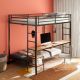 Bettoni Metal Full Over Twin Workstation Bunk Bed Matte Black