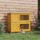  Wooden Bunny Hutch with Ramp, Indoor/Outdoor, Yellow