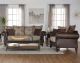 Elmbrook 2-piece Upholstered Rolled Arm Sofa Set Brown