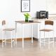  3 Piece Industrial Counter Height Dining Table Set, Bar Table & Chairs with Steel Legs & Footrests, White