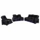 Zuma 3-piece Faux Leather Dual Power LED Sofa Set Black
