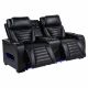 Zuma Faux Leather Dual Power Reclining LED Loveseat Black