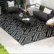  Reversible Outdoor Rug Carpet RV Camping Rugs with Carry Bag, 9' x 18', Black & Gray Geometric