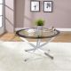 Brooke Round Glass Top Coffee Table Metal Base Chrome