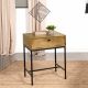 Stephie Rectangular Side End Table with Storage Honey Brown