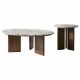 Jenna 2-piece Round Marble Top Coffee Table Set Brown