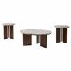 Jenna 3-piece Round Marble Top Coffee Table Set Brown
