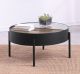 Ozella Round Coffee Table with Hidden Storage Sandy Black