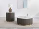 Jason 2-piece Round White Marble Coffee Table Set Charcoal