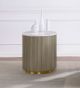 Jason Round White Marble Top Side End Table Greige