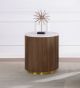Jason Round White Marble Top Side End Table Honey Brown