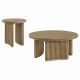 Adina 2-piece Round Coffee Table Set Distressed Light Brown