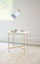 Ellison Round Marble Top Side End Table White and Gold