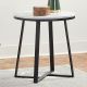 Hugo Round Faux Marble End Table White and Matte Black