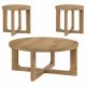 Kessler 3-piece Round Sculptural Wood Coffee Table Set Light Oak