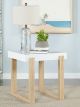 Pala Rectangular End Table White High Gloss and Natural