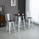 3 Piece Industrial Dining Table Set, Bar Height Bar Table and Chairs Set with Footrests for Bistro, White and Brown