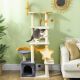  63 Inch Moon and Star Themed Cat Tree with Scratching Post, Hammock, Condo, Bed, Scratching Board & Cat Toys, Beige