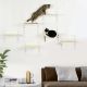  Cat Shelves for Indoor Cats, 6Pc Modern Cat Wall Furniture with Adjustable Height Jumping Platforms & Hammock, Cream White