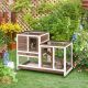  Wooden Rabbit Hutch Elevated Bunny Cage Indoor Small Animal Habitat with Enclosed Run with Wheels, Ramp, Removable Tray for Rabbits, Chickens, Ducks, Guinea Pigs,Brown
