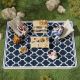  Reversible Outdoor Rug, 9' x 12' Waterproof Plastic Straw Floor Mat, Portable RV Camping Carpet, Large Floor Mat for Backyard, Deck, Picnic, Beach, Blue & White