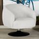 Dave Upholstered Barrel Back Swivel Club Chair Beige