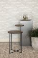 Yael Round Mango Wood Accent Side Table Natural and Gunmetal